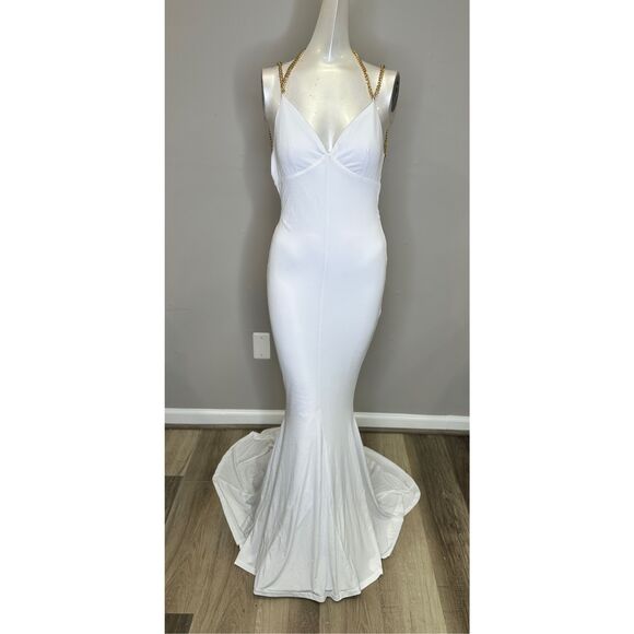 NWT Retrofete Valentina Open Back Floor Length Maxi Dress White XS $595 - Picture 4 of 9